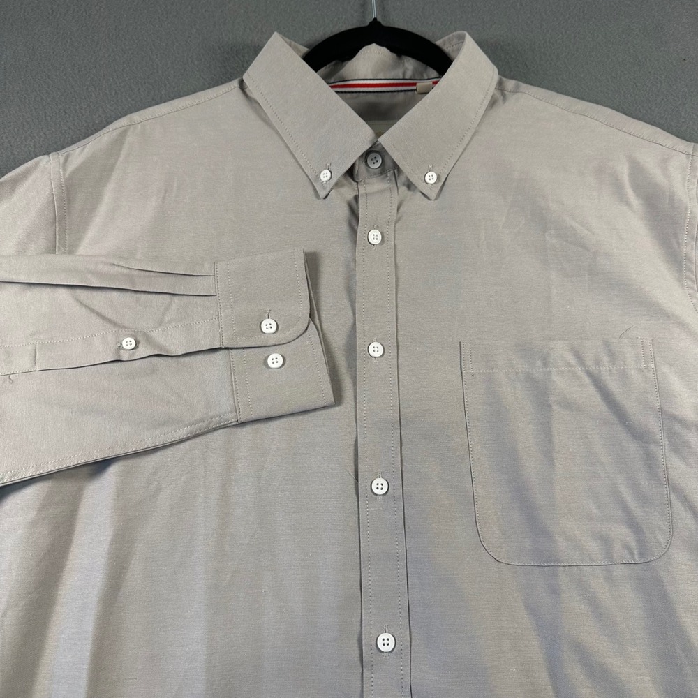 Oxford Mens Luxury Collection Gray Button Down Shirt XL Long Sleeve Italy Design